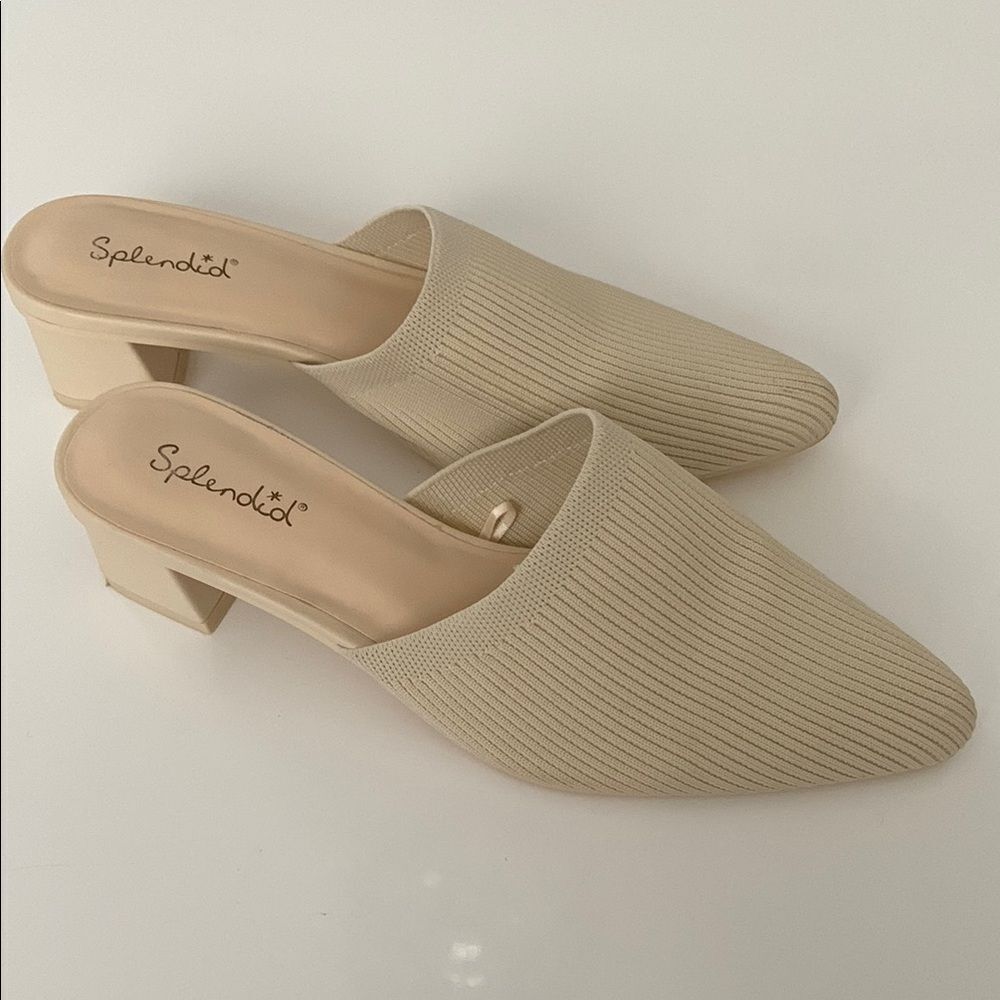 Splendid Cream Slip-On Mules with Textured Design Size 7,5